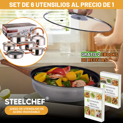 SteelChef®: Juego de 6 Utensilios al precio de 1