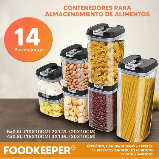 FoodKeeper®: Juego de 14 piezas, contenedorespara alimentos